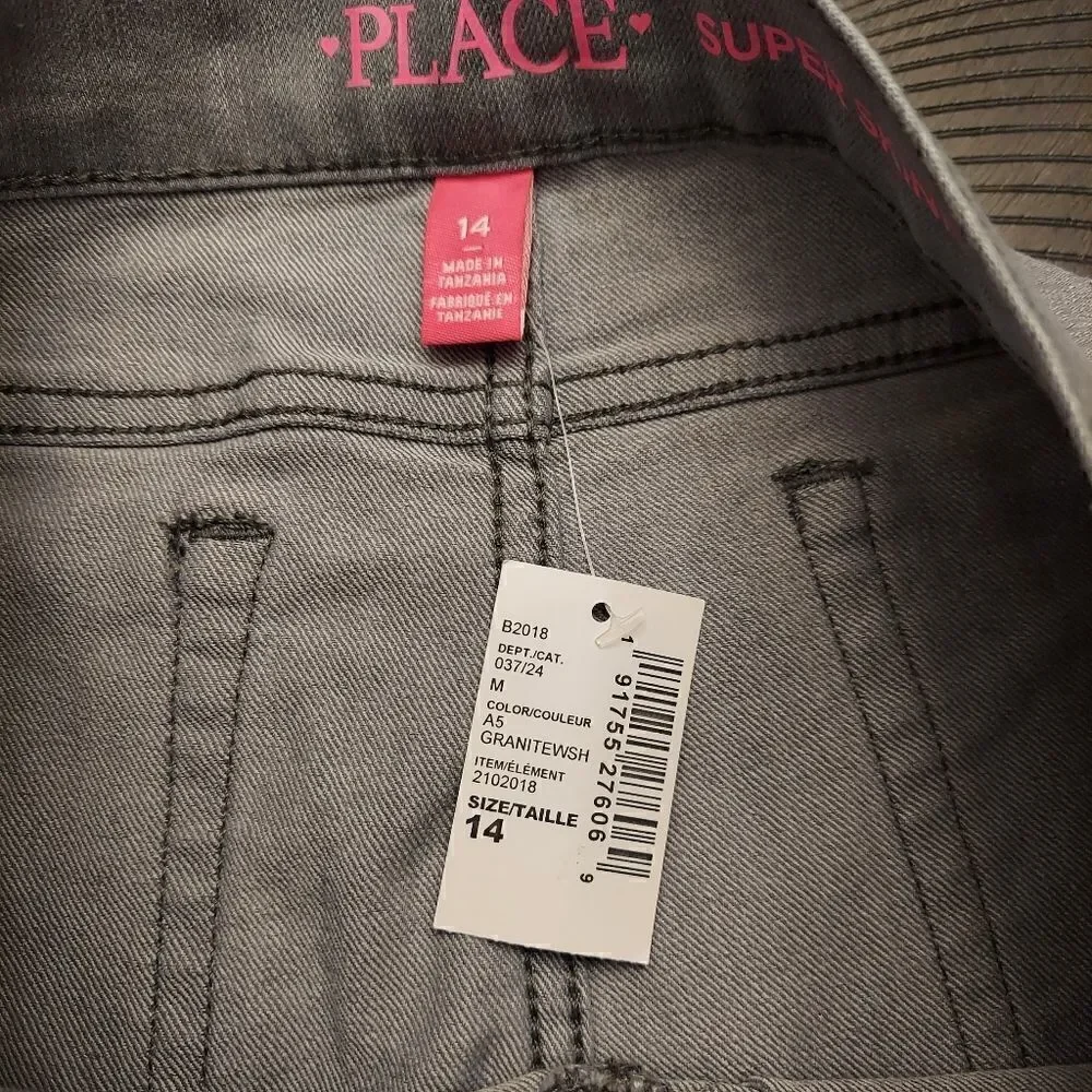 CHILDRENS PLACE 14 Girls Super Skinny Jeans in Granite Wash